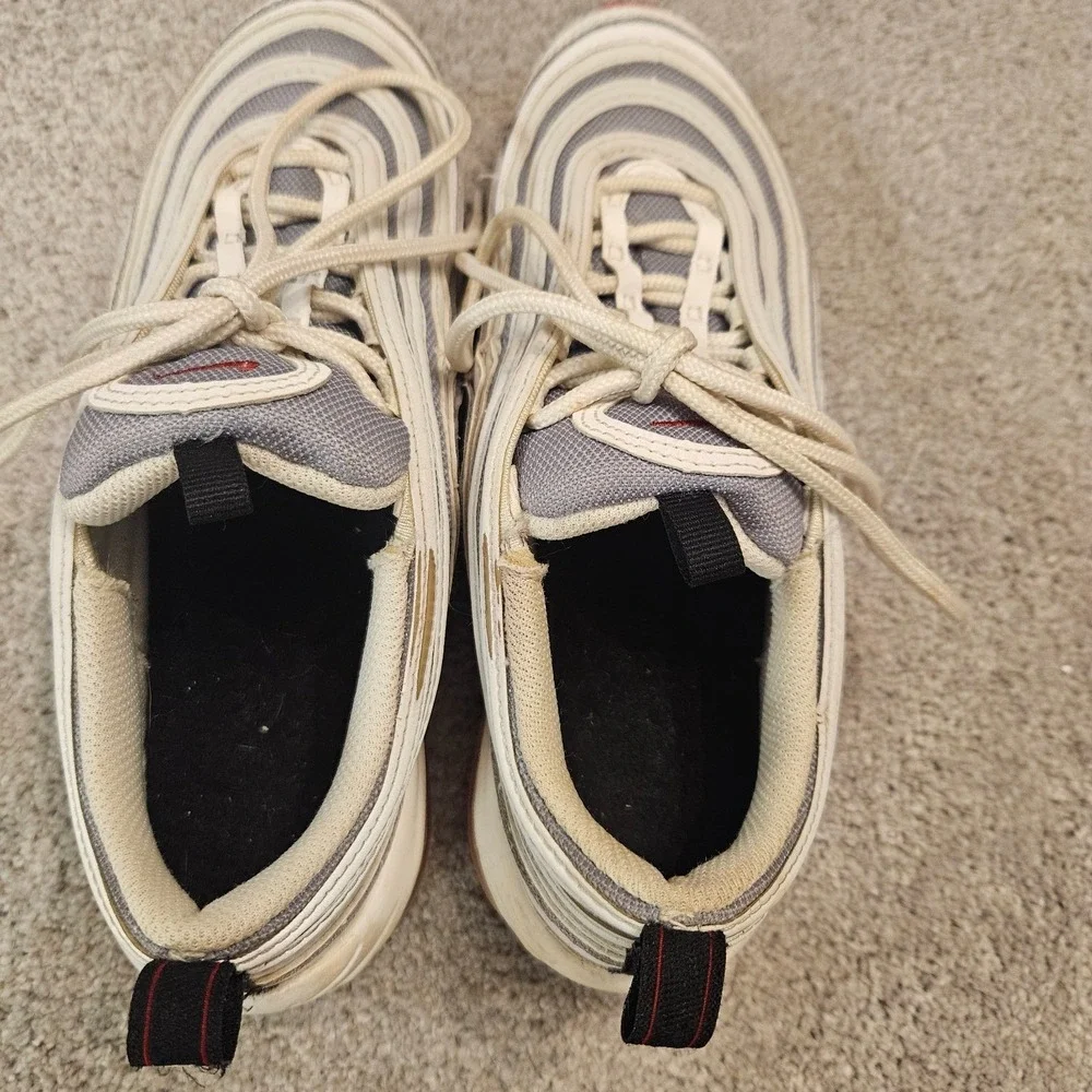 Nike Air Max 97 White Red Silver‎ 921522-111 Size 5.5Y Shoes